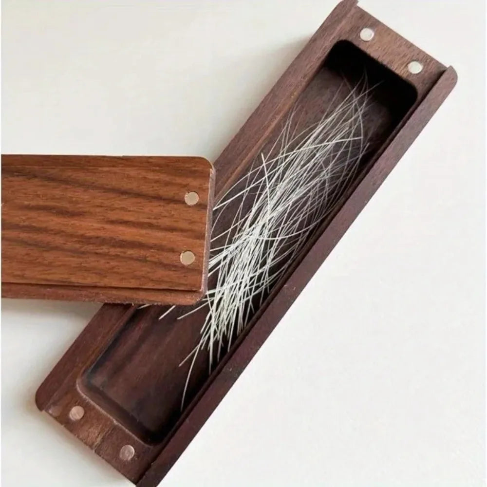 Magnetic Closure Walnut Wood Cat Whisker Box Elegant Design Solid Wood Pet Hair Storage Box Wooden Material Good Fortune