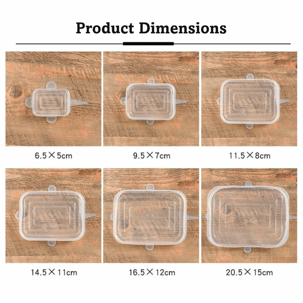 6PCS Food Reusable Fresh-keeping Cover Kitchen Gadgets Non-slip Bowl Cap Stretch Silicone Lids