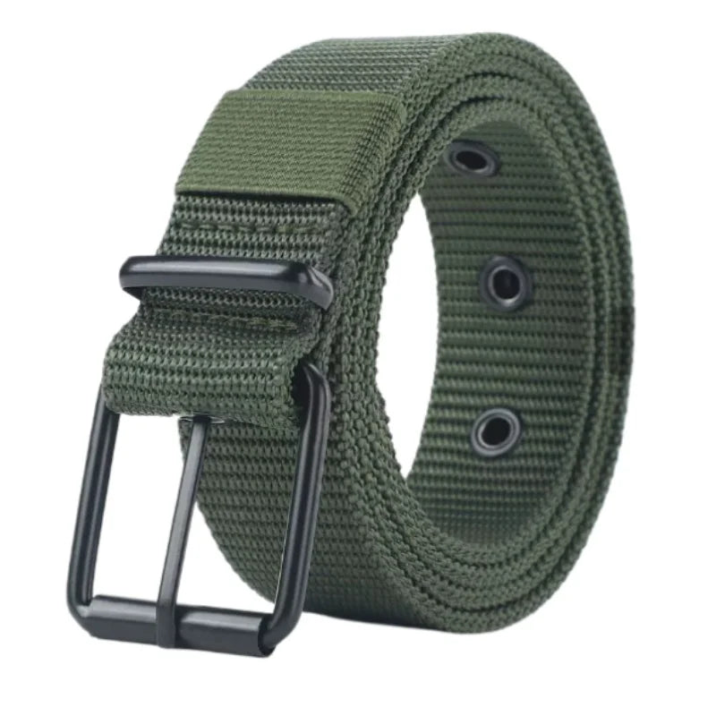 Men's Belt Porous Canvas Pin Buckle Leather Belt Outdoor Sports Belt Women's Trendy Eyelet Belt With Jeans Belt For Men Women