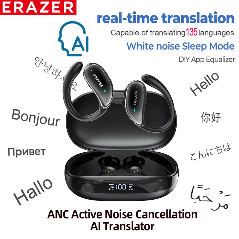 XT80 Bluetooth 5.3 Earphones True Wireless Headphones with Mic Button Control Noise Reduction Earhooks Waterproof Headset