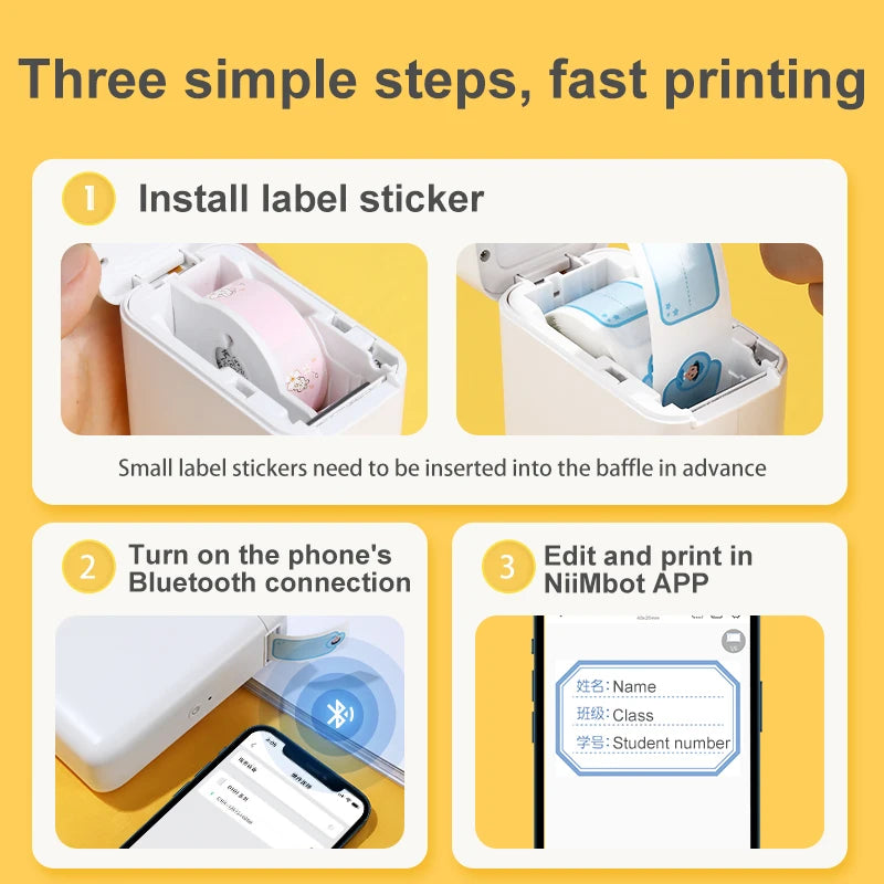 Niimbot D101 Thermal Label Printer Wireless Pocket Barcode Maker Inkless 10-25mm Width Mobile Sticker Printer for Office Home