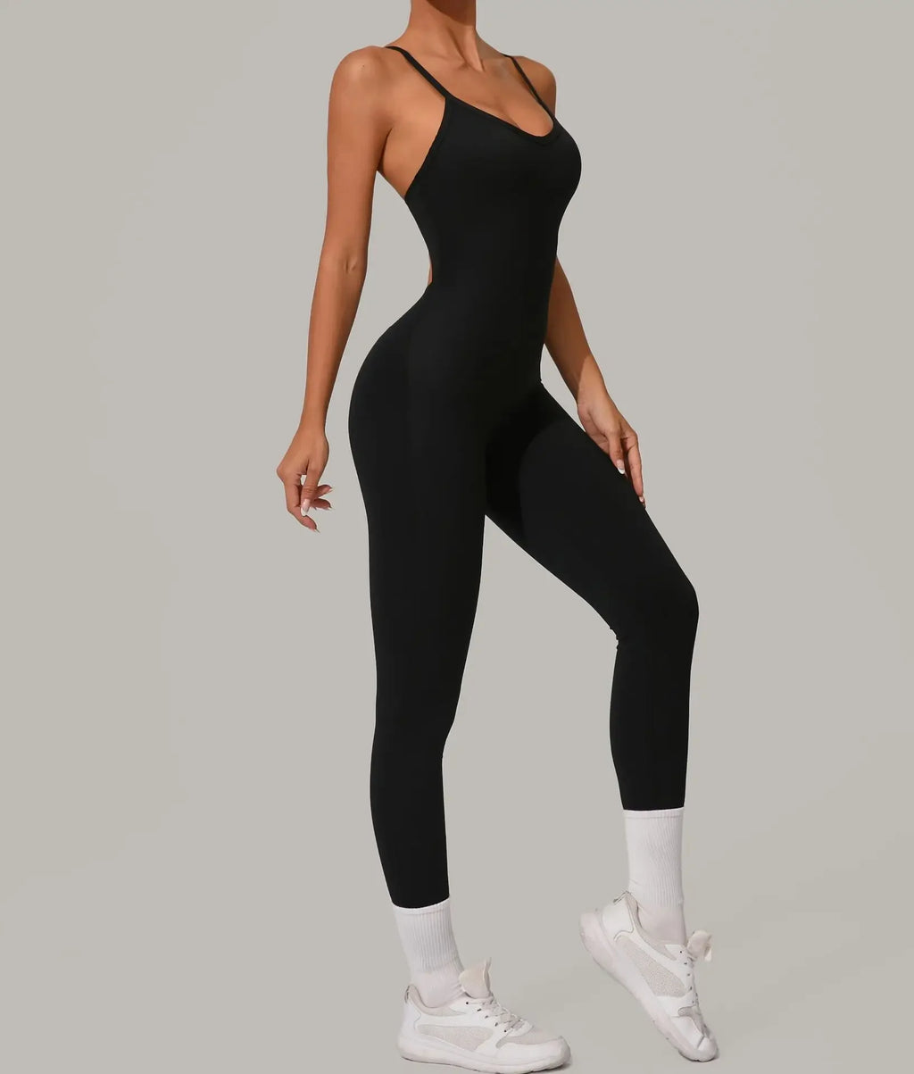 Wholesale Gym Clothes Woman Yoga Set Padding Women's Gym Jumpsuit Activewear Sportswear Push Up Fitness Sports Overalls Purple