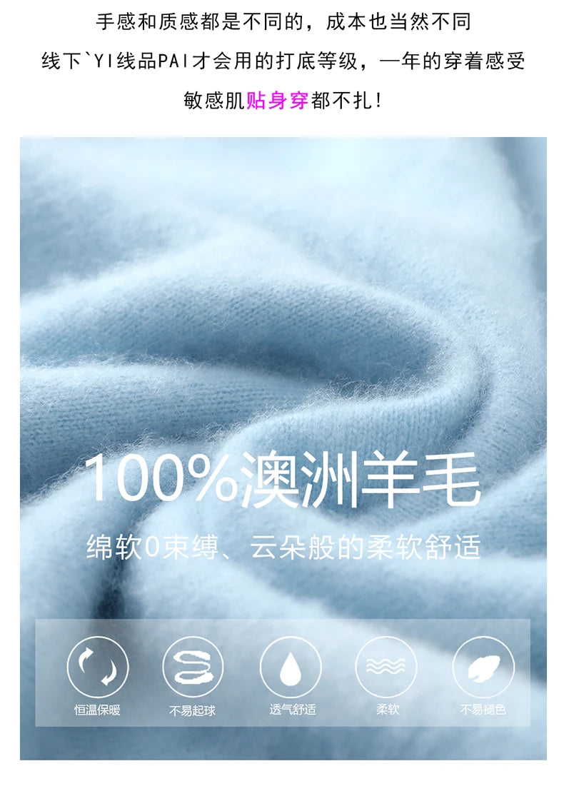 New Autumn And Winter Pure Wool Sweater Men's Round Neck Loose Thick Pullover Sweater Solid Color Cashmere Knitted Base Sweaters