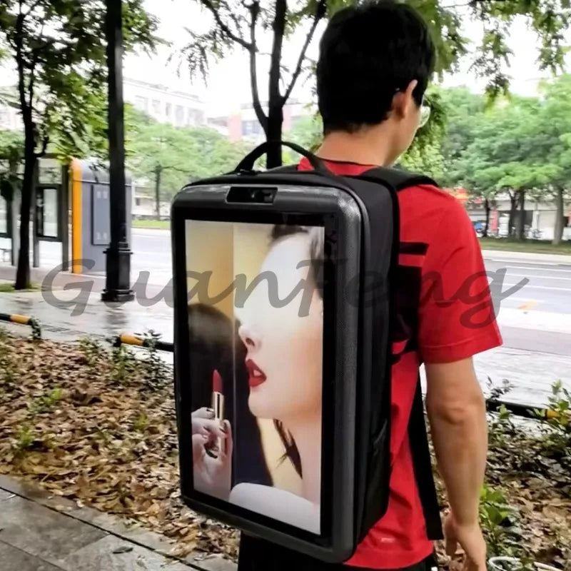 Android Backpack Advisement Player Mobile Outdoor Backpack LCD Screen Battery Powered Supply Backpack Advertising LED Screen Bag