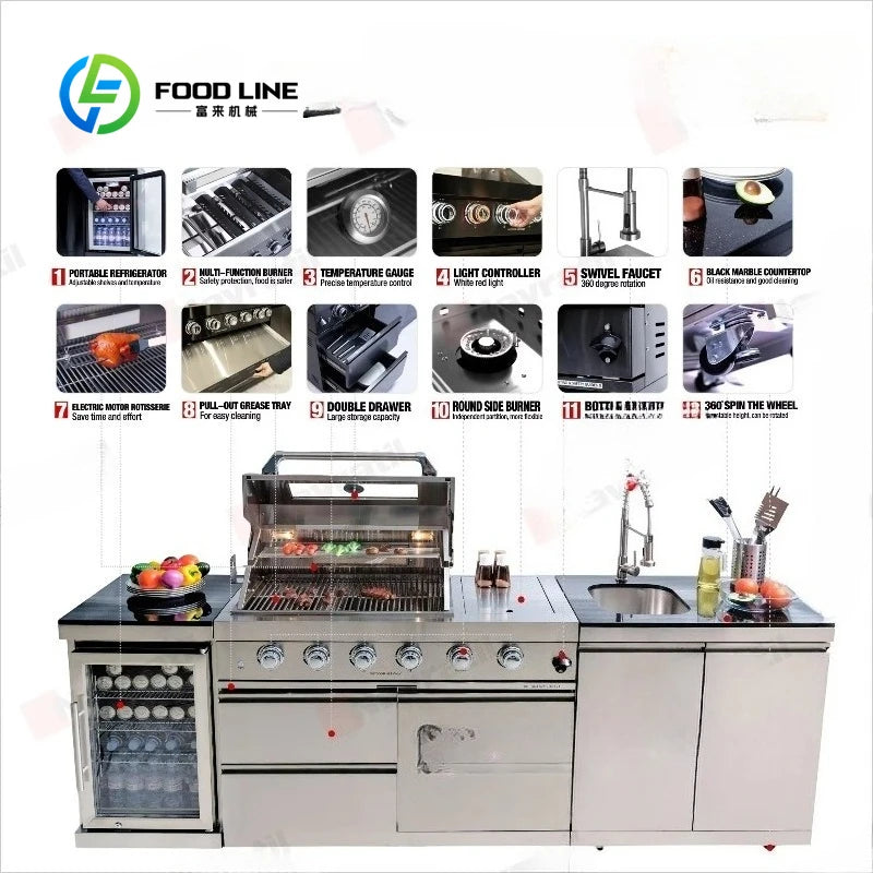 Customized Stainless Steel Garden BBQ Gas Grill Modular Outdoor kitchen