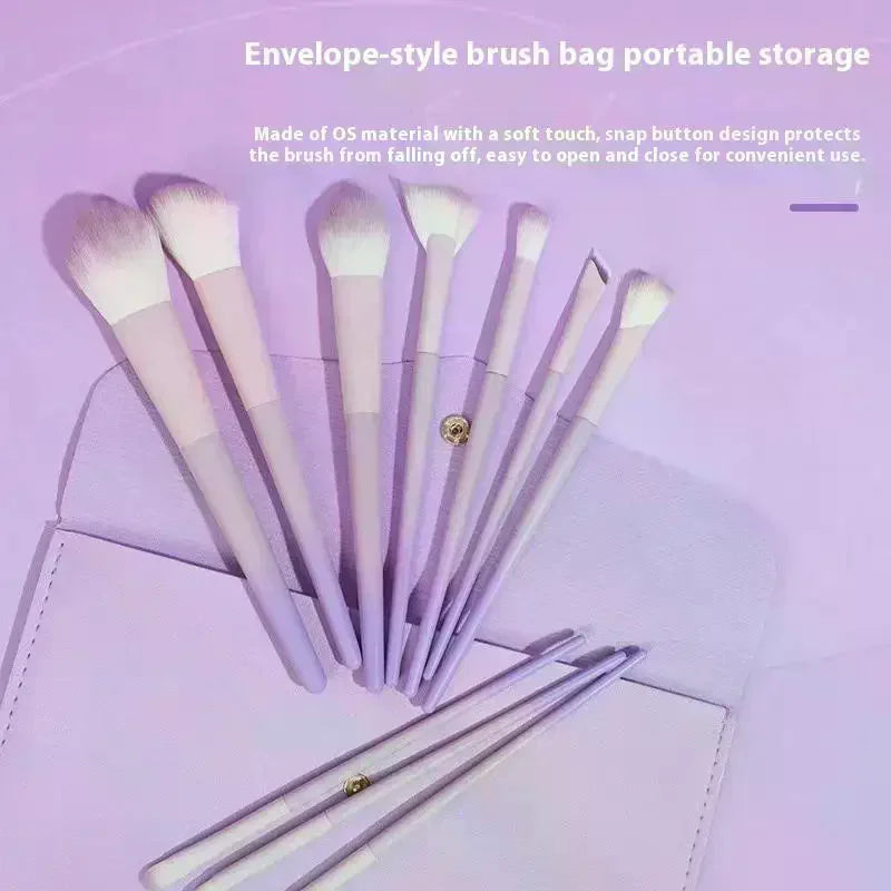 10 Pcs Purple Makeup Brush Set, Loose Powder Brush, Eye Shadow Brush, Full Set Of Beauty Tools Concealer Brush