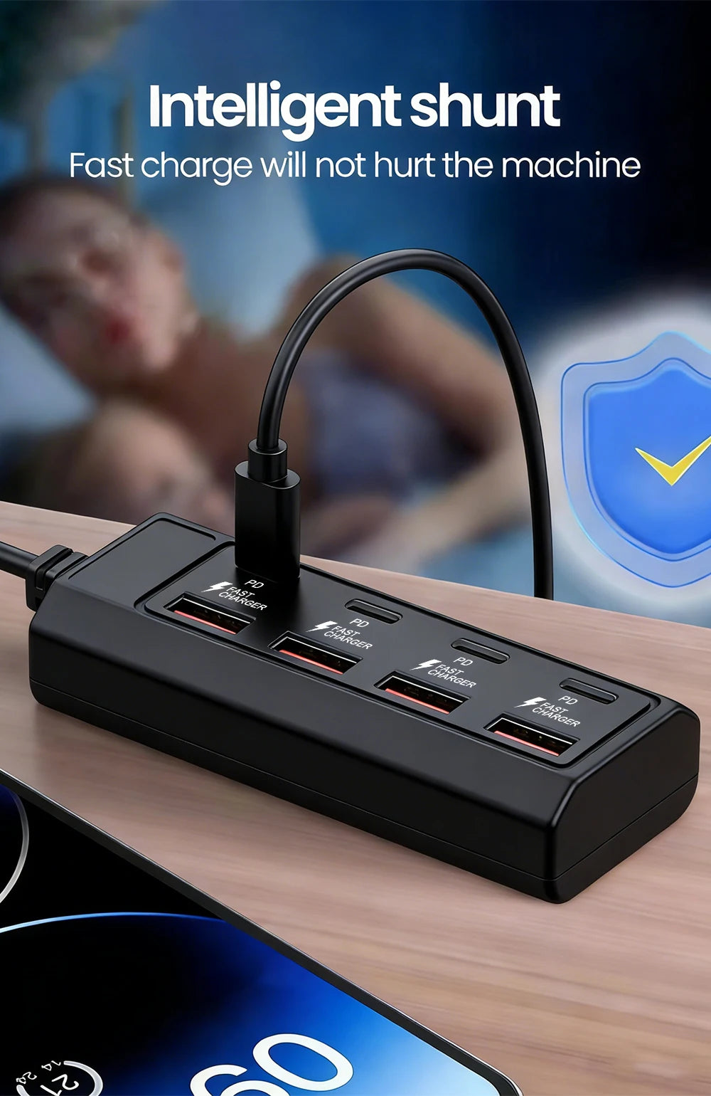 8 Ports 25W Power Outlet Adapter Electrical Socket Docking Stations 4USB+4Type C Charger Splitter Converter USB Extension Socket