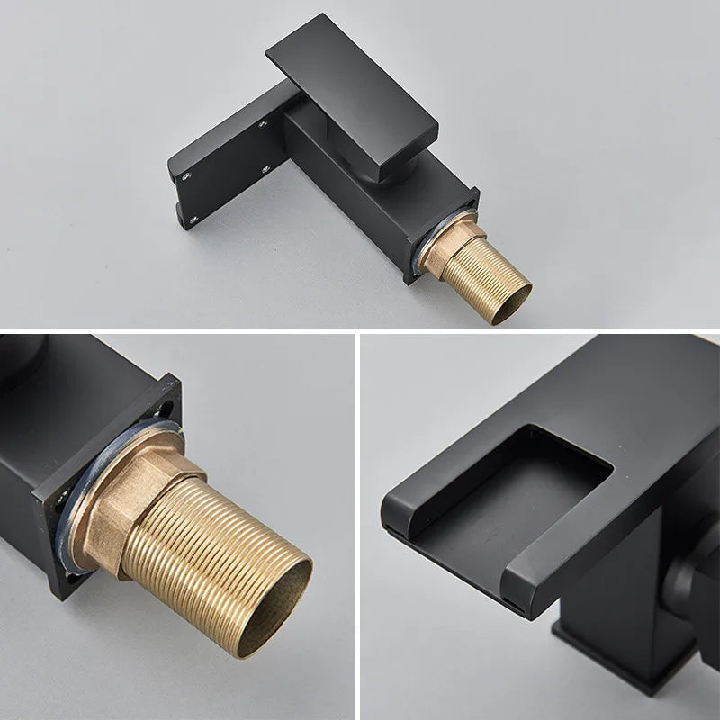 LED Black Basin Faucet Tall And Short Tap Bathroom Single Handle Cold and Hot Water Flow Produces Electricity