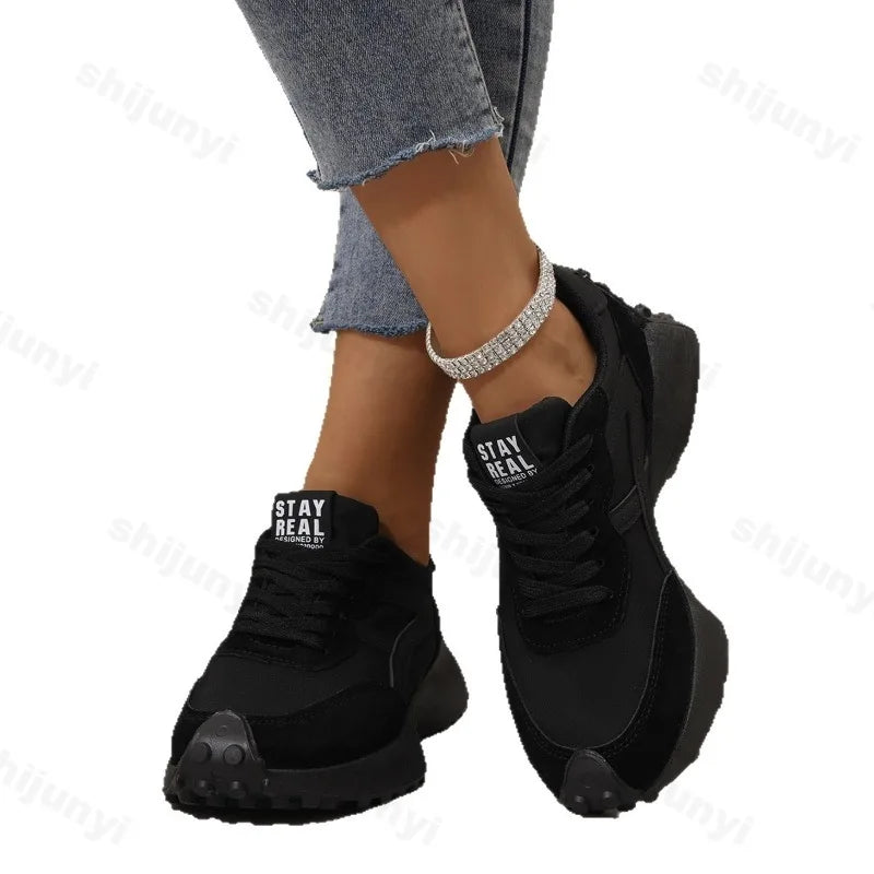 Women Causal Sneakers 2025 Autumn Platform Walking Shoes Woman Fashion Lace Up Sports Shoes Outdoor Non-slip Running Shoes