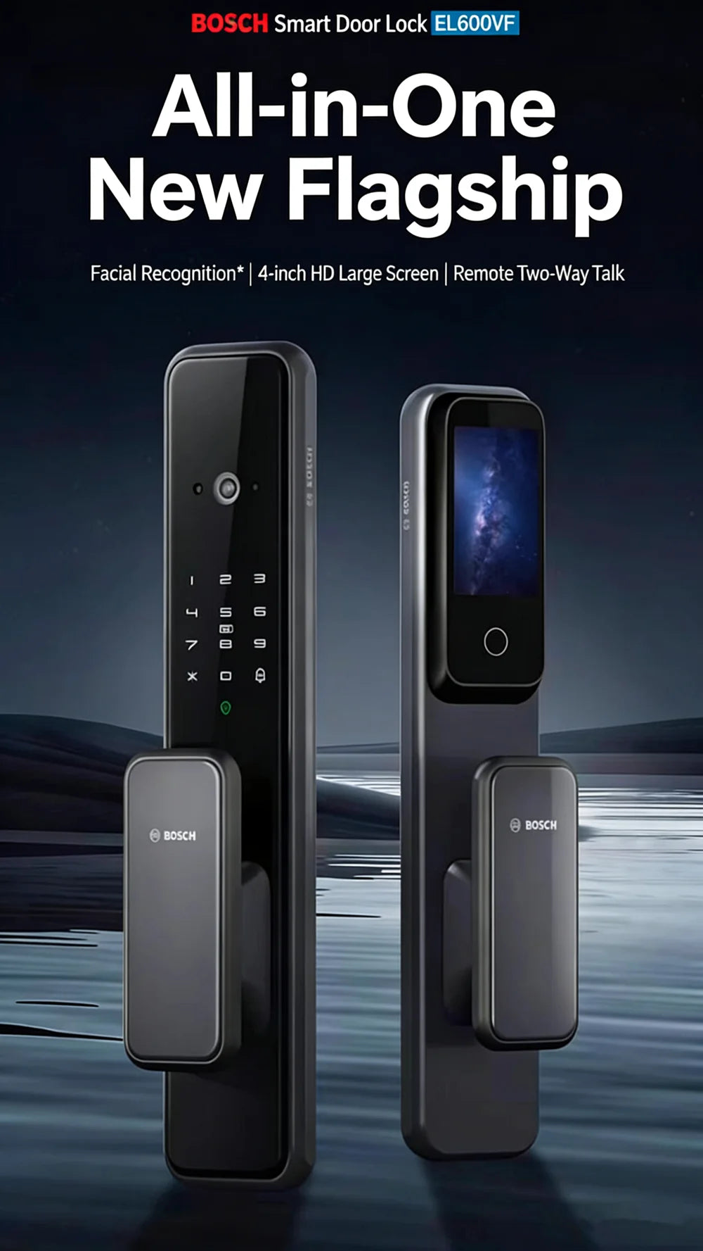 Bosch EL600VF Smart Lock 3D Face Recognition Fingerprint Password Security Electronic Lock for Entrance Doors Anti-Theft Door