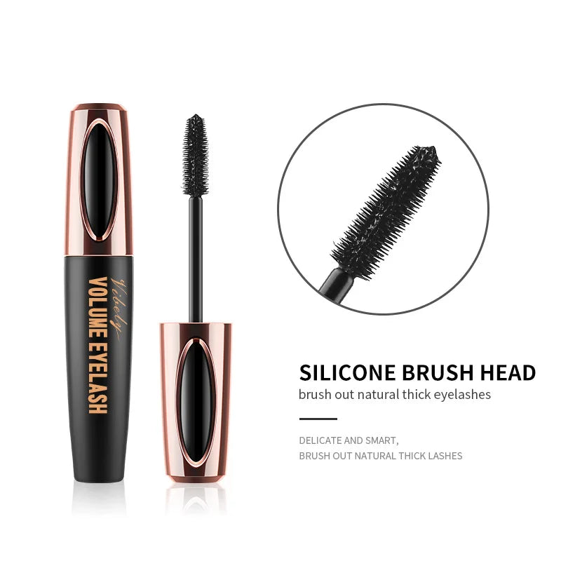 D Volumizing Mascara with Silicone Brush - Waterproof, Smudge Proof for Lengthening & Curling Lashes, Long Lasting Wear