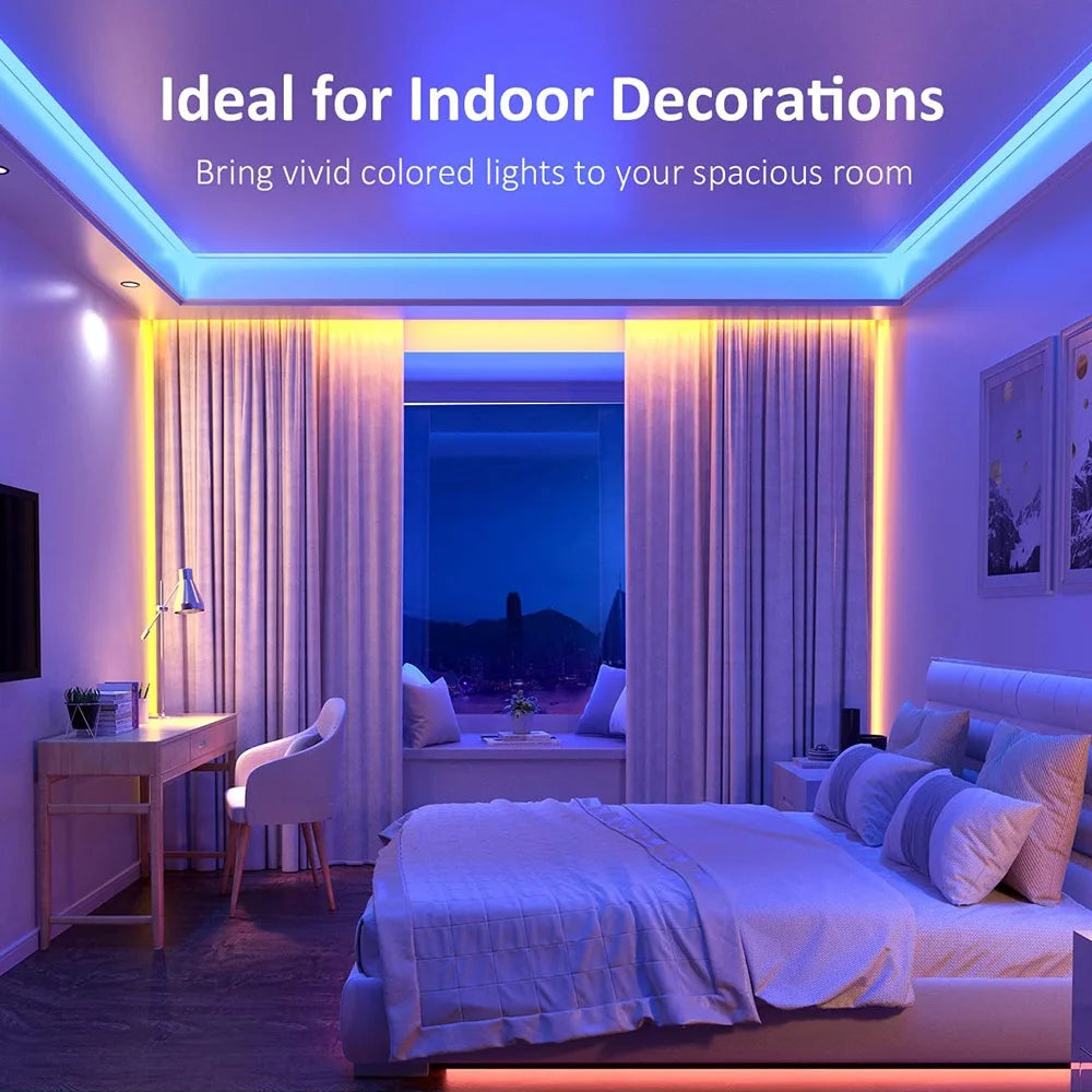 5m 10m 20m RGB+CCT LED Strip 24V 5050 Colorful+Dual White Flexible Dimmable Room Party Light Decor RF Touch Remote Control Kit