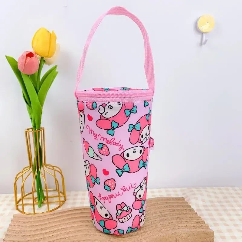 Sanrio Handheld Water Cup Bag Hello Kitty Cold Insulation Heat Preservation Portable Cartoon Water Bottle Pocket Kawaii Outdoors