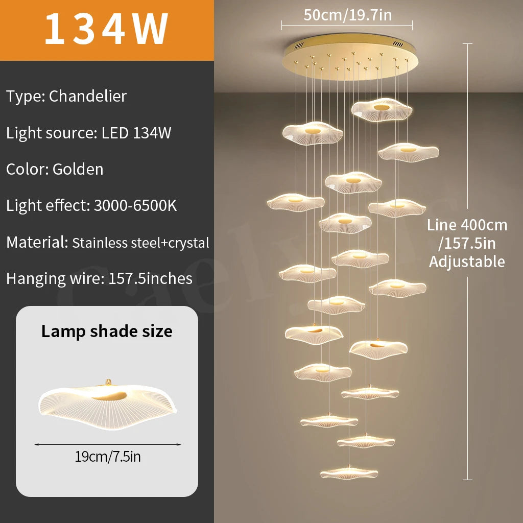 Modern LED Stair Chandeliers For Living Room Dining Room Pendant Lights Home Decoration Indoor Lamps  Hanging Lighting Fixtures