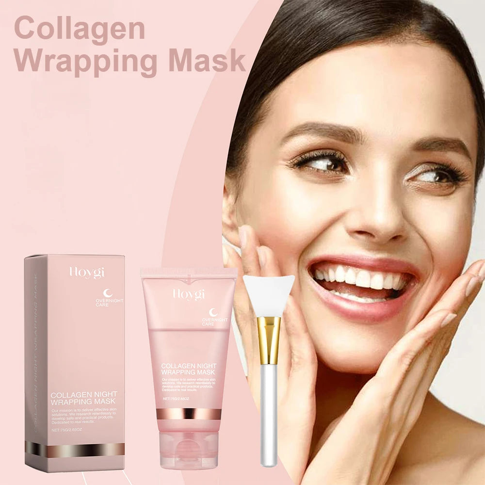 75ml Collagen Peel-off Mask, Night Wrapping Facial Mud Firming Mask Daily Face Skincare Deep Cleaning Skin-Peeling Off Covers