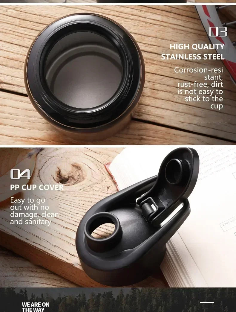 Large 600ml Stainless Steel Sports Bottle Leak Proof Design Bike Cycling Camping Outdoor Travel Water Flask Durable