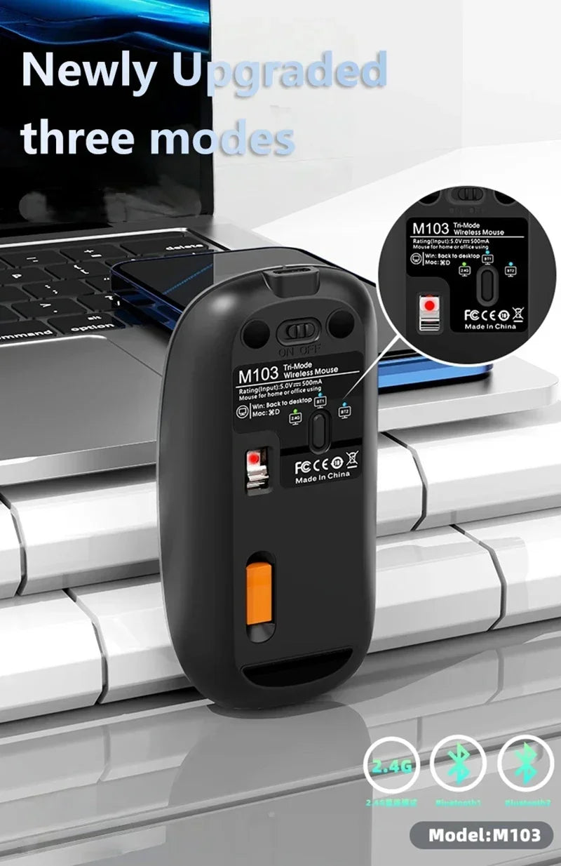 Lenovo Ultra-thin Dual Modes Wireless Mouse 2.4G USB and Bluetooth Power Display Ergonomic Rechargeable Silent Mice PC Laptop