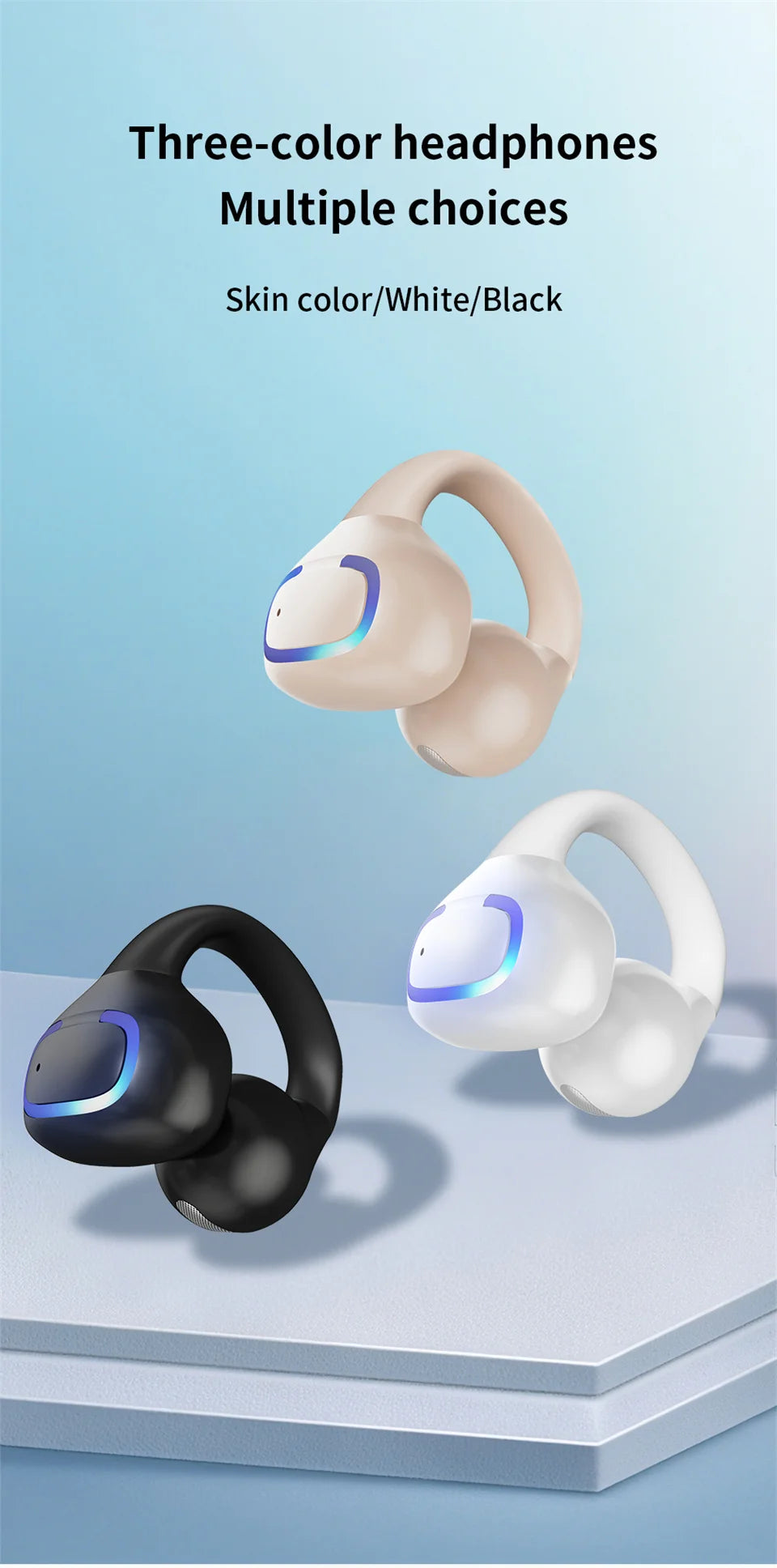 Earphone Clip Wireless Bluetooth Headphone Air Conduction Headset High Quality TWS Auriculares Sport Noise Canceling With Mic