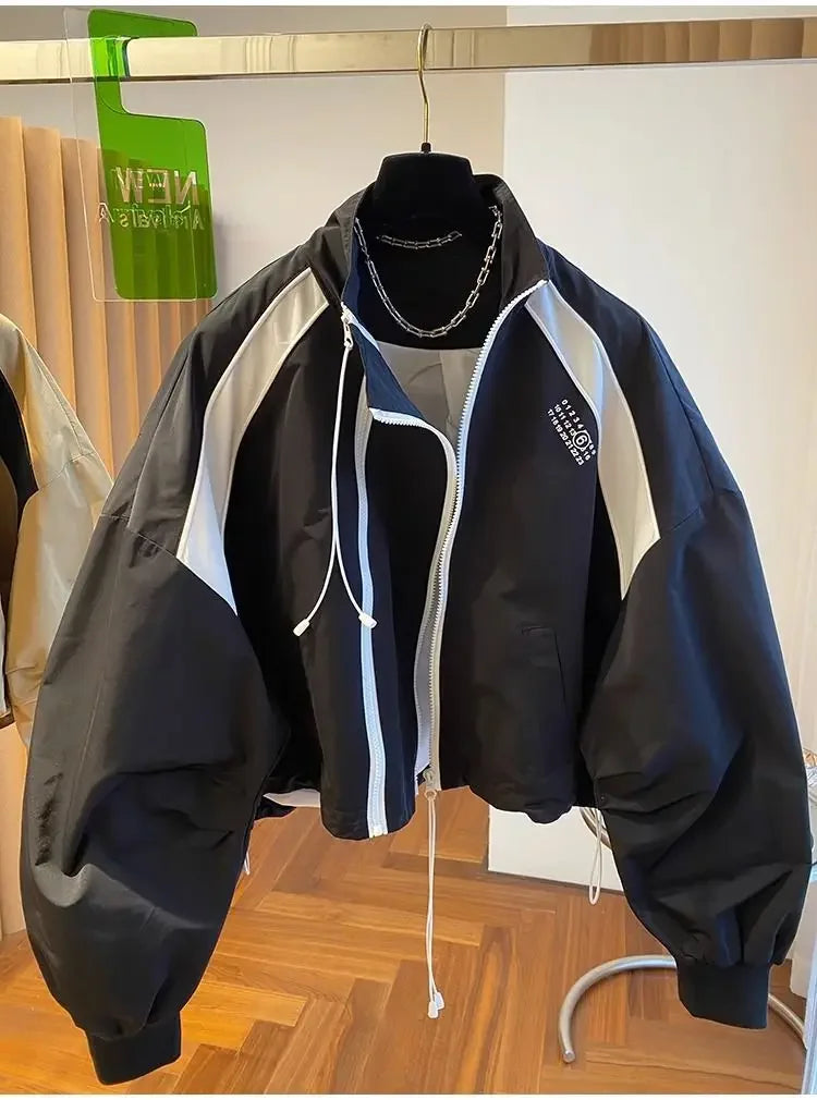 Design Niche Loose Casual Stand Collar Windbreaker Jacket Spring and Autumn Short Jacket Jacket Top Jacket Jacke