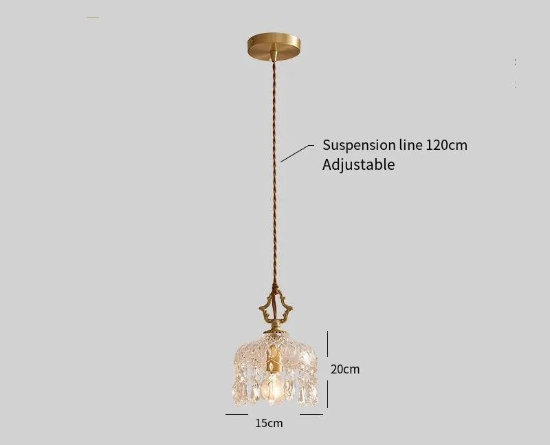 YEBMLP French Retro Glass Hanging Light Indoor LED Luxury Art Chandelier Bedroom Bar Restaurant Table Pendant Lamp With E14 Bulb