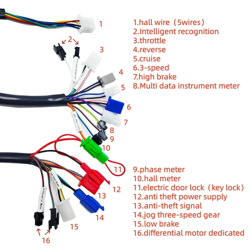 Electric Bicycle Brushless Controller 36V 48V 60V 72V 800W-1200W Sine Wave Controller Electric Scooter Accessories