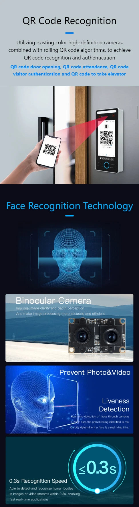 5 Inch 3D Face Recognition Access Control Biometric Fingerprint Palm Vein QR Code RFID Time Attendance Machine WiFi TCP IP