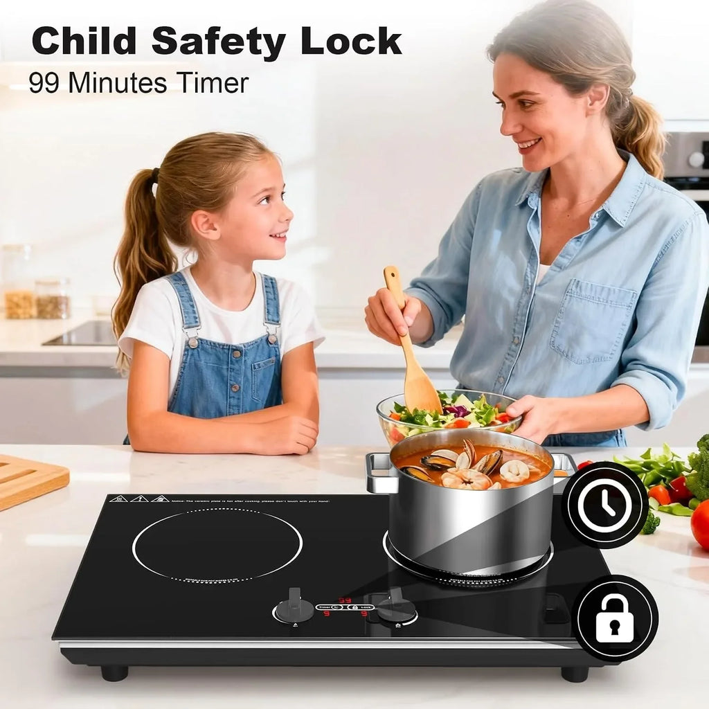 Induction Cooktop 4000 W Countertop burners with Knob Control