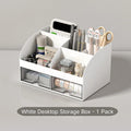 Desk Organizer with 2 Drawers, Multi-Compartment Plastic Desktop Storage Box for Stationery, Makeup & Office Supplies