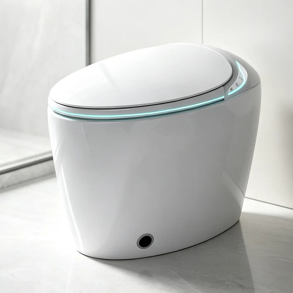 New Smart Toilet with Night Light Fully Automatic Open/Close 1000g MaP Flush Heated Seat Warm Water & Air Drying Dual Auto Flush Bidet Toilet with Tank