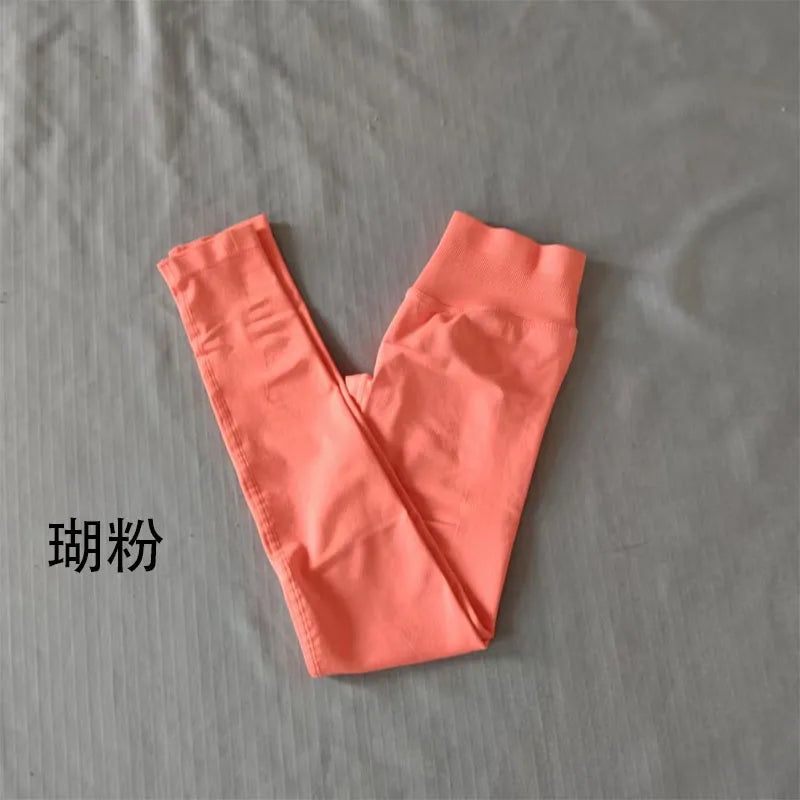 Denyf Seamless Sports Leggings Women's Hip Yoga Leggings Quick-Drying Fitness Tights Solid Color Training Hip Customizable Label