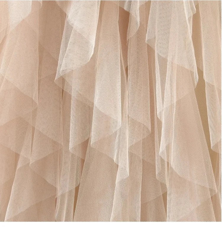 Tutu Tulle Long Maxi Skirt Women Fashion Korean Cute Pink High Waist Pleated Skirt Mesh Female Lady Aesthetic Faldas