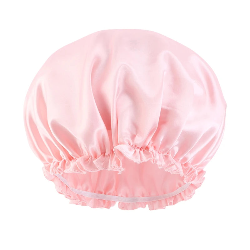 Solid Color Night Sleep Cap Women Elastic Satin Night Sleeping Hat Hair Care Bonnet Nightcap Makeup Head Wrap Cover Shower Cap