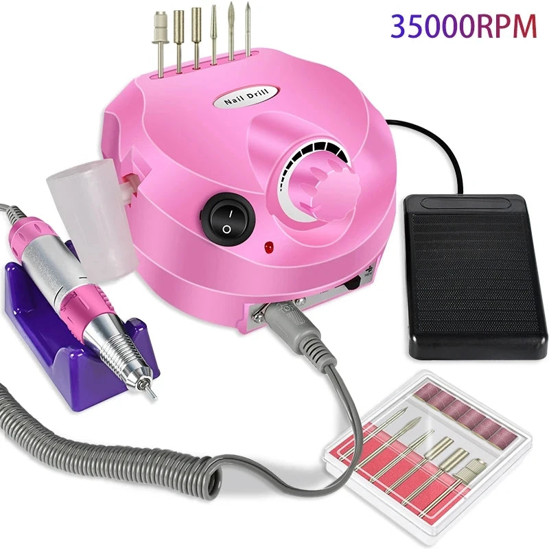 35000RPM Electric Nail Drill Professional Manicure Machine Nail Sander With Nail Drill Bits Portable Nail Salon Nail Files Kit