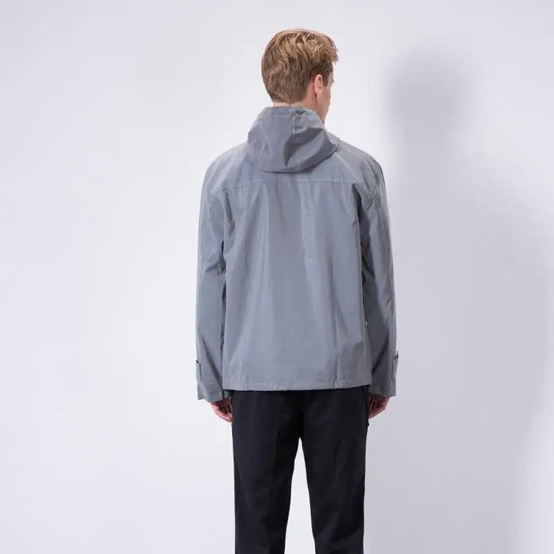 Reflective Jackets Men Autumn 2025 Hip Hop Hooded Coat Windbreaker Waterproof Casual sportswear Night Road Safety Jacket