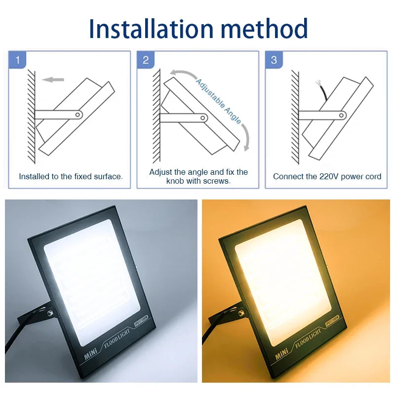 LED Flood Light 220V 10W 20W 30W 50W 100W 150W 200W IP67 Waterproof Outdoor FloodLights for Garage Street Garden Yard Lighting