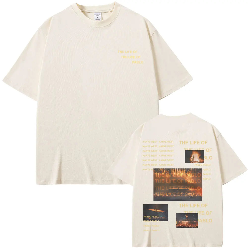 Rapper Kanye West Graduation Bear Double Sided Print T Shirt Men Women Fashion Hip Hop Oversized T-shirt Men's Cotton T-shirts