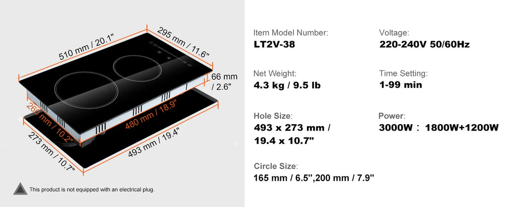SucceBuy 2/4/5 Burners Built-in Induction Stove Top 12/24/30in Ceramic Glass Electric Cooktop For Household Commercial  Cooking