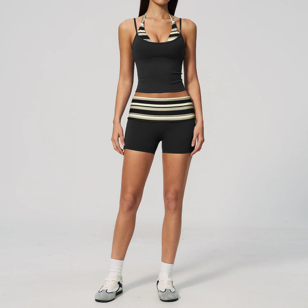 Summer 2PCS Yoga Set Women's Tracksuit Fashion Polka Dot And Striped Workout Sets Gym Outfits High Waist Butt Lift Yoga Clothes