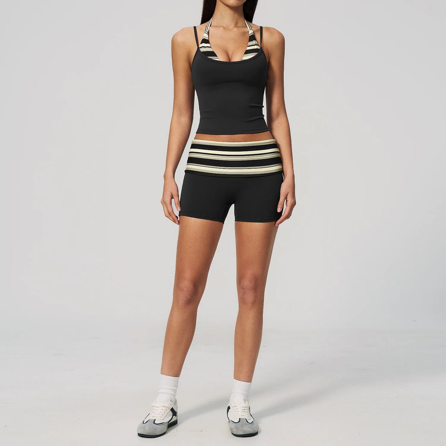 Summer 2PCS Yoga Set Women's Tracksuit Fashion Polka Dot And Striped Workout Sets Gym Outfits High Waist Butt Lift Yoga Clothes