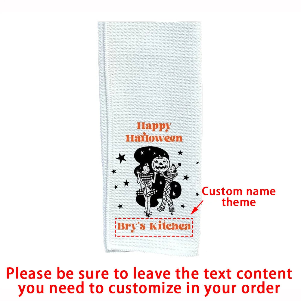 Custom 1Pcs Halloween Theme Dish Towel Tea Towel Halloween Kitchen Decor Fall Gift for Mom Dish Towel Party Table Accessories