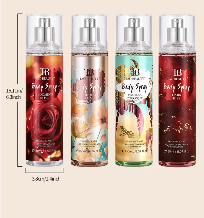 Plant Floral Car Perfume Spray, 150ml Long Lasting Body & Car Air Freshener, 4 Scents Vanilla Coconut/Rose/Lily/Dark Kiss, Auto
