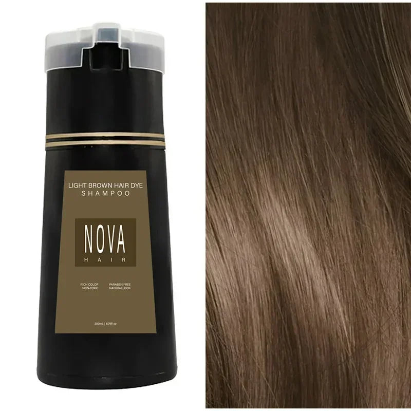 Nova Hair Dyeing 3-in-1 Hair Care Shampoo Natural Fast White Hair Dyed Black Hair Dye Lasting Convenience Men Women Hair Care