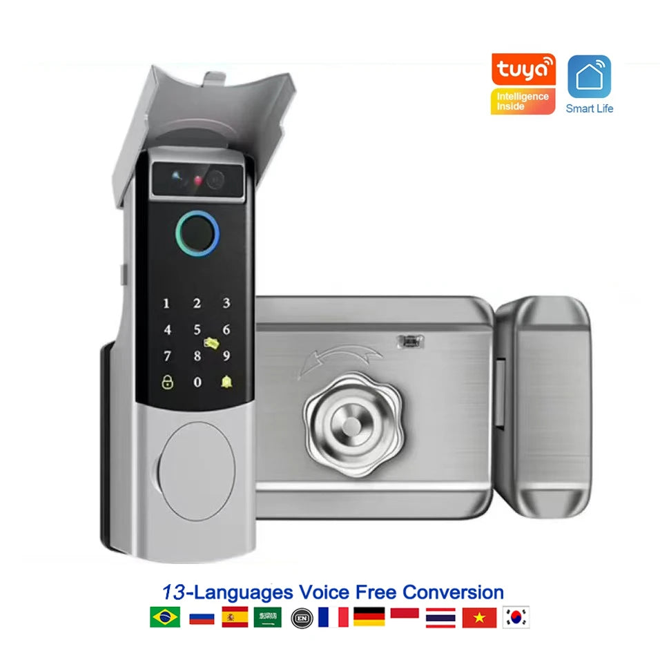 Waterproof Intercom Face Recognition Tuya Wifi Fingerprint Code RFID Card Smart Lock with Doorbell/Rechargeable Li-Battery/Keypa