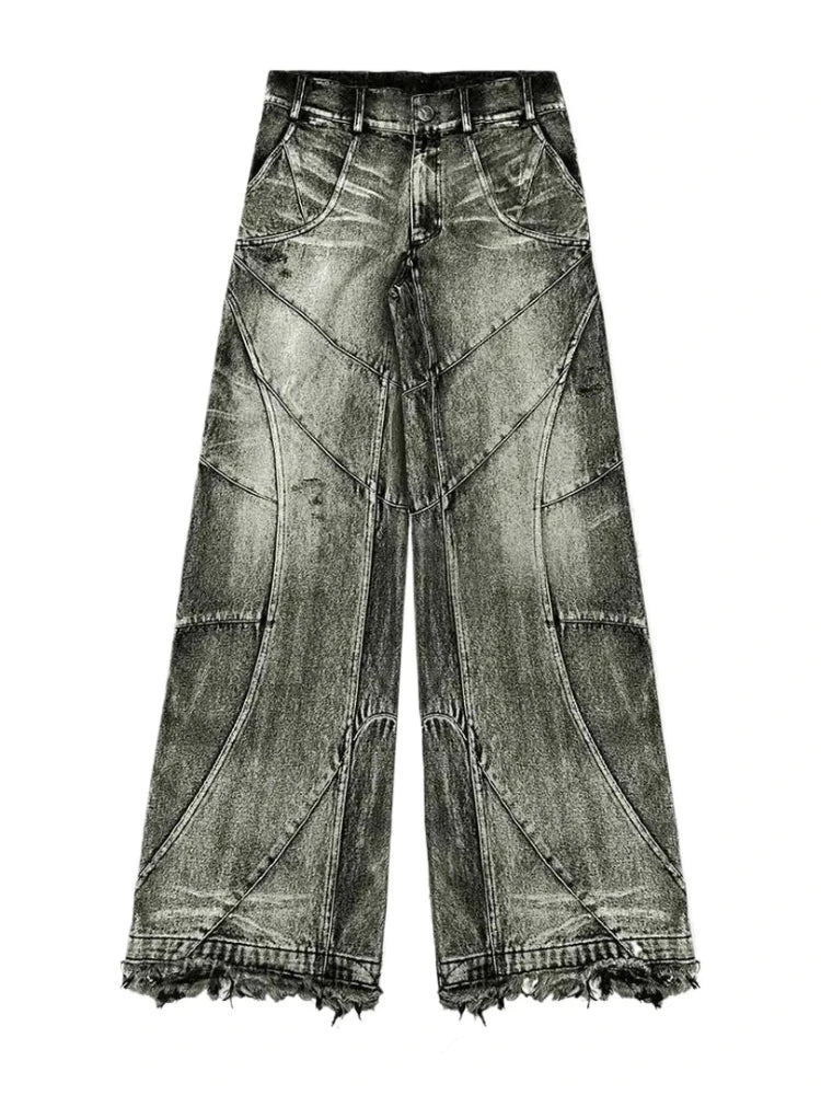Vintage Y2k Streetwear Punk Hip Hop Jeans Women Pants Grunge Baggy Ripped Denim Trousers Gothic Distressed Wide Leg Jeans Goth