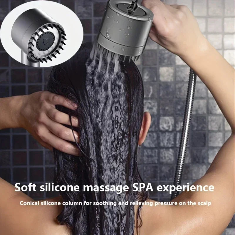 Shower Head High Pressure Shower Head One Button Water Stop Water Saving Adjustable 4 Mode Water Massage Shower Head