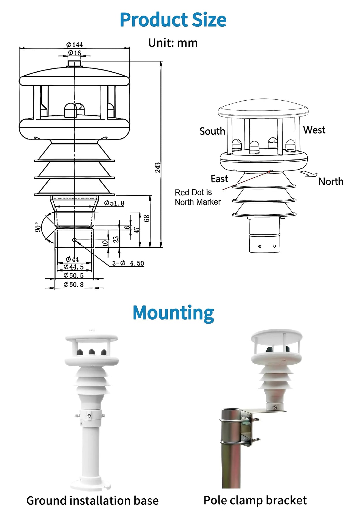 In stock New Professional Wind Solar Rain Gauge IoT Temperature Humidity Sensor PM2.5 PM10 Compact Integration Weather Station