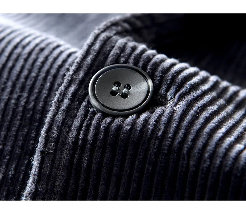 Autumn Casual Blazers for Men Daily Commute Suit Male Pure Cotton Corduroy Gray Single Breasted Suit Jackets Man Simle Coats