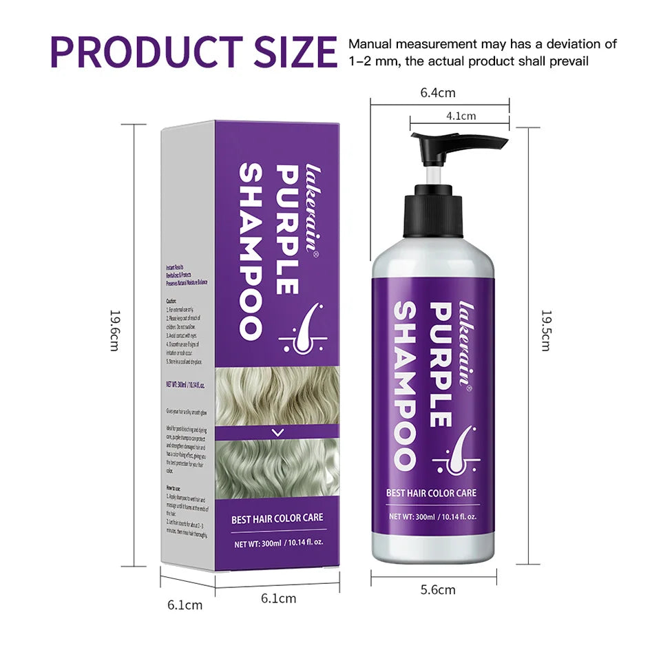 Hair Care Color Lock Purple Shampoo 300ml Anti-Brassiness Yellow Tones Removal Hair Color Protection & Moisturizing Hair Shampoo