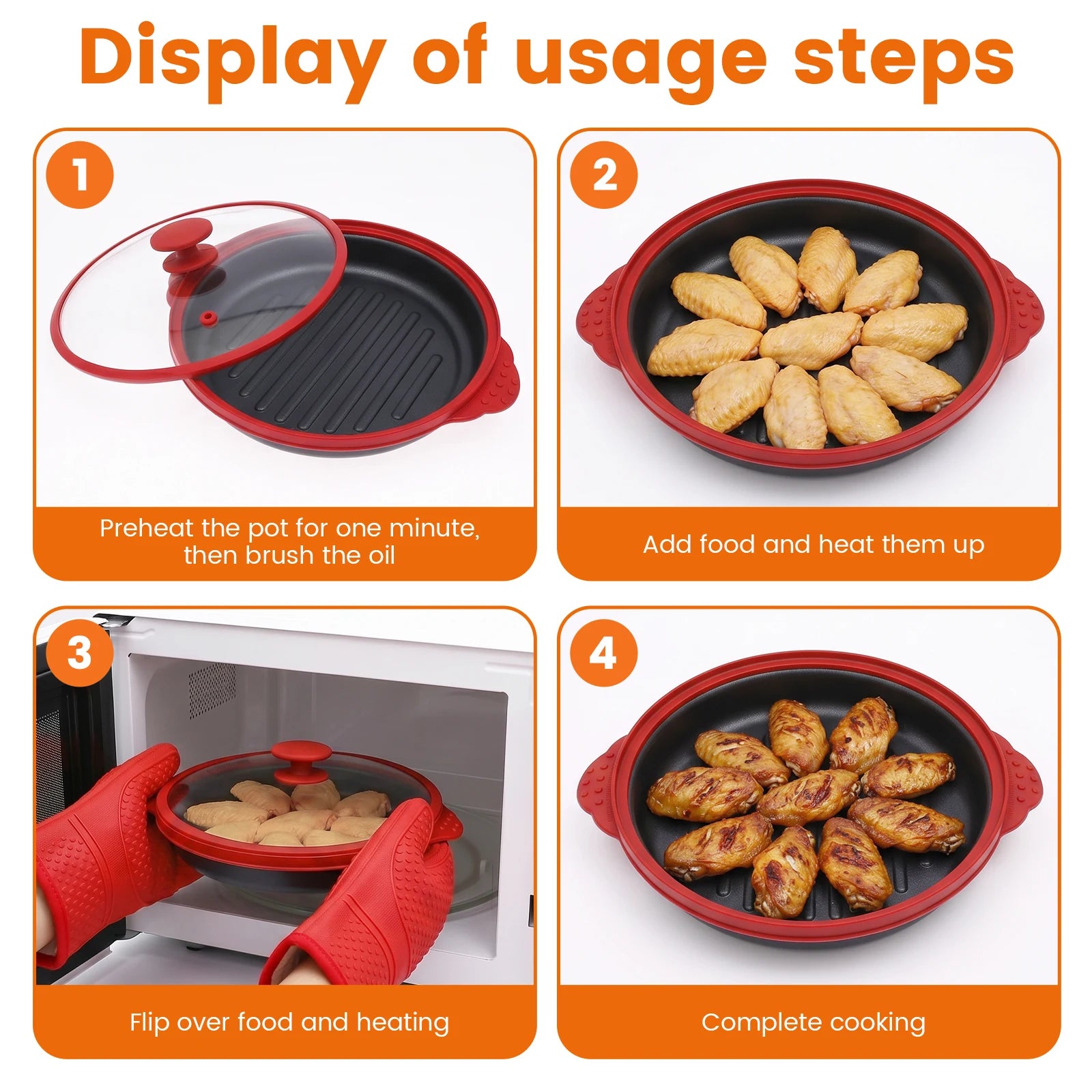 Microwave Grill Pan Non Stick Microwave Grilling Pan with Lids Large Capacity Microwaves Frying Pans for Cooking Kitchen Gadgets