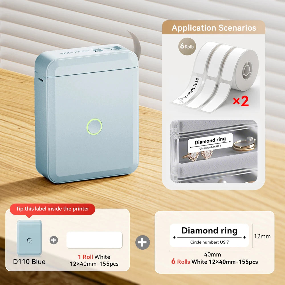 Niimbot D110 Mini Thermal Label Printer Wireless Adhesive Sticker Maker DIY Name Tag Inkless Labeling Machine for Phone